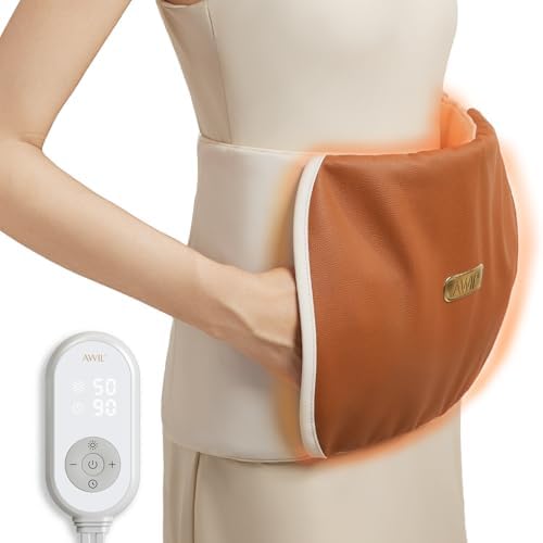 AWIL Salt Heating Pad H7 for Abdomen, 5 lbs Weighted with Arm Rest Design Auto-Off Heat Pad for Back/Shoulder with 9 Heating Level-Keep Warm After Power-Off