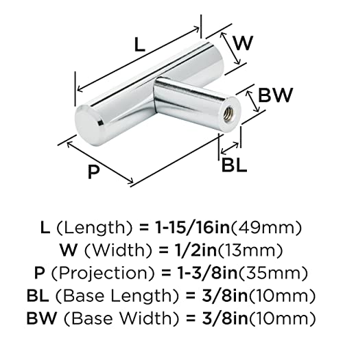 Amerock | Cabinet Knob | Polished Chrome | 1-15/16 Inch (49 Mm) Length | Bar Pulls | 1 Pack | Drawer Knob | Cabinet Hardware #TOP5