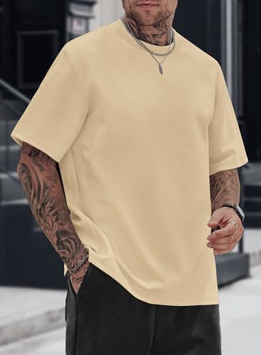 Image of Herberton Mens Oversized T-Shirts Heavyweight Cotton Stretch Fashion Thick Tee Tops (S-3XL)