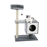 Made4Pets Wood Cat Tree for Small and Large Cats, Modern Cat Tower with Removable Carpet Covered, Cu