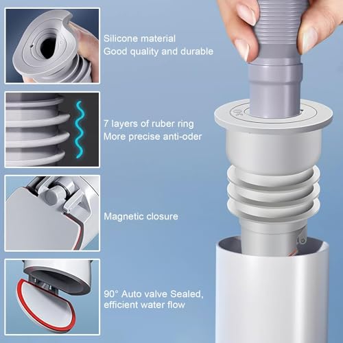 Image of Washing Machine Drain Connector, Anti Odor Floor Drain Plug, Pipe Connector Joint for Kitchen, Bathroom, Laundry, 35-40mm Universal Pipe Cover, Washing Machine Outlet Connector(Please Note The Size)