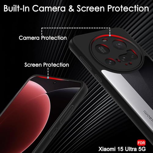 Image of KAPAVER Hybrid Clear Back Cover Case for Xiaomi 15 Ultra | Protective Shockproof Cleare Hard PC Soft Flexible Black TPU Cover