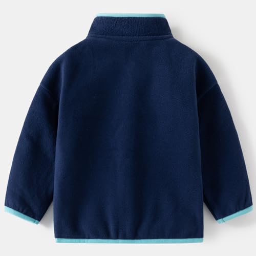 Toddler Boys Polar Fleece Full-Zip Mock Jacket With Pockets Unisex Kid Lightweight Fall Coat Outwear Standing Collar2