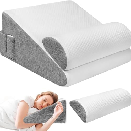 FUHUBB Healpurea 2.0 Sleep Pillow Cooling Memory Foam Top Bed Wedge Pillow for Headboard Adjustable Support (White -1PCS)