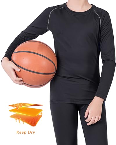 3 Pack Youth Boys & Girls Long Sleeve Compression Shirts Sports Base Layer for Kids Cold Gear4