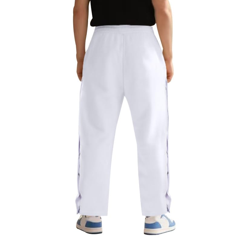 Men's Fall Casual Sweatpants Drawstring Waist Contrast Long Stripe Side Buttons Jogger Pants Loose Fit3