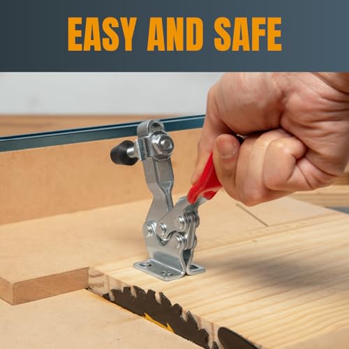 Image of POWERTEC 1PK Toggle Clamp, 500 lbs Holding Capacity, 225D Quick Release Horizontal Clamps w / Antislip Rubber Pressure Tip for Woodworking Jigs and Fixtures, Welding, Drill Press, Crosscut Sled (20301)