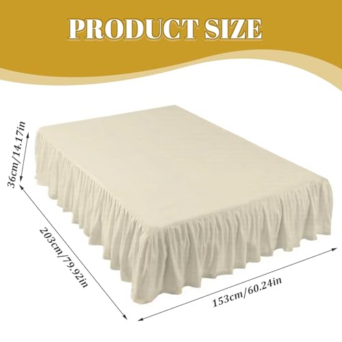 Falda de cama Queen beige envolvente de tela suave estilo hotel 5