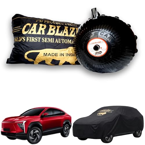 Image of CARBLAZER Portable & Semi-Automatic Full Body Car Covers: Heavy Duty Device| Anti-Theft| Dust & Scratch Proof | Water & Wind Resistant|Custom Fit| Dual-Side Cover, Compatible for Mahindra Xev 9e