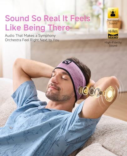 Image of Perytong Sleep Headphones Wireless, Bluetooth Headband Sports Sleeping Headphones Sleep Mask Earbuds Breathable Wireless Music Headband for Side Sleepers Sleeping Travel Workout Running Air Travel