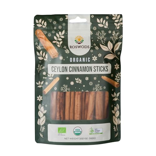 Roswods Australian Certified Pure Ceylon Organic Cinnamon Sticks –Pure Organic Ceylon Cinnamon-100g