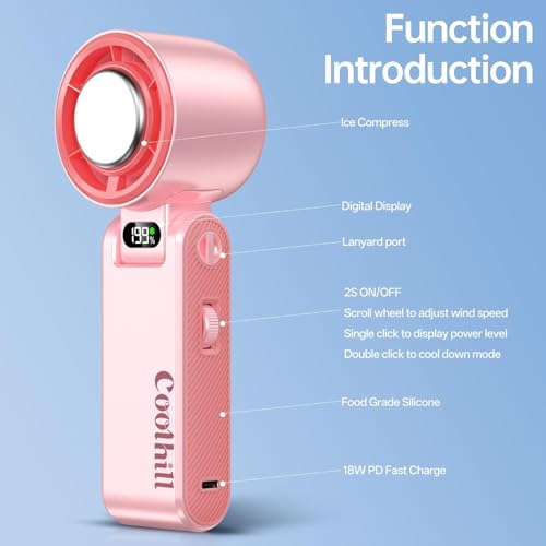 Image of Handheld Portable Fan with Ice Cooler: 199-Speed 5500mAh | Rechargeable Handheld Fan, Hand Cooling Personal Fans with 20000 RPM Air Turbo Tech for Travel Outdoor