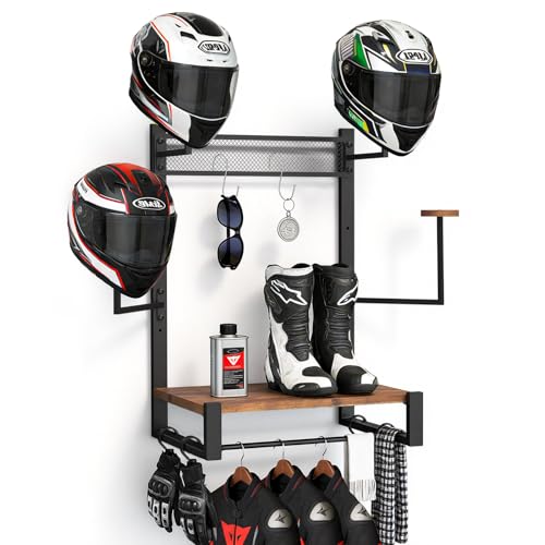 Wall Mounted Motorcycle Helmet Holder, Heavy-Duty Helmet Rack with 4