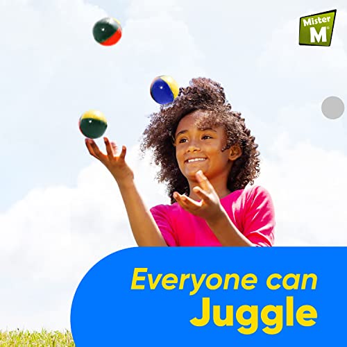 Mister M | 3 Juggling Balls In Blue Jute Bag | Easy To Grip | Waterproof Coating And Eco-Friendly Padding | Suitable For Beginners And Professionals | With App And Online Video Tutorial #TOP4