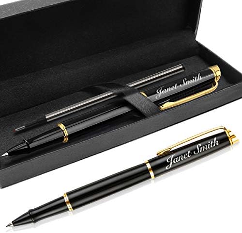 Personalized Pens Engraved,Custom Ballpoint Pen for Men Woman, Personalized Gift for Graduation, Anniversary (Black & Gold)