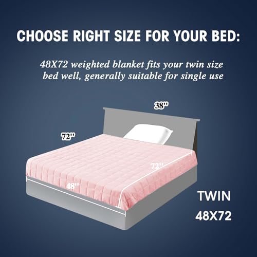 Image of yescool Weighted Blanket for Adults (15 lbs, 48 inch x 72 inch, Pink Grey) Cooling Heavy Blanket for Sleeping Perfect for 160-180 lbs, Twin Size Breathable Blanket with Premium Glass Bead, Machine Washable
