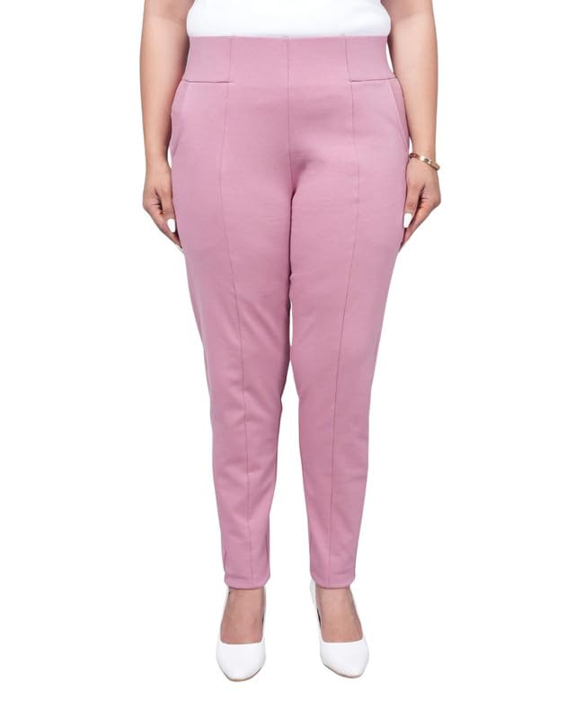 Image of Mlada Women's Solid Cotton Lycra High Waist Ankle Length Tummy Tucker Jeggings Trouser with 2 Side Pockets | Office Wear Summer Pants | Regular Fit, Stretchable, Comfortable & Stylish Everyday Bottoms