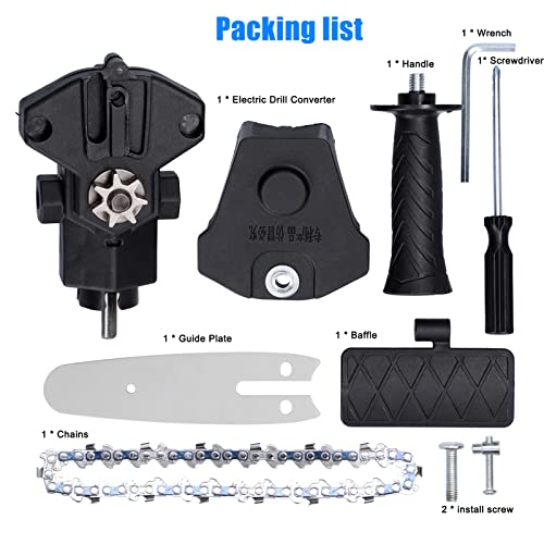 Weytoll 4 Inch Electric Drill Modified To Electric Chainsaw Drill Attachment, Drill Chainsaw Attachment Practical Modification Tool Set Woodworking Chainsaw For Drill #TOP5