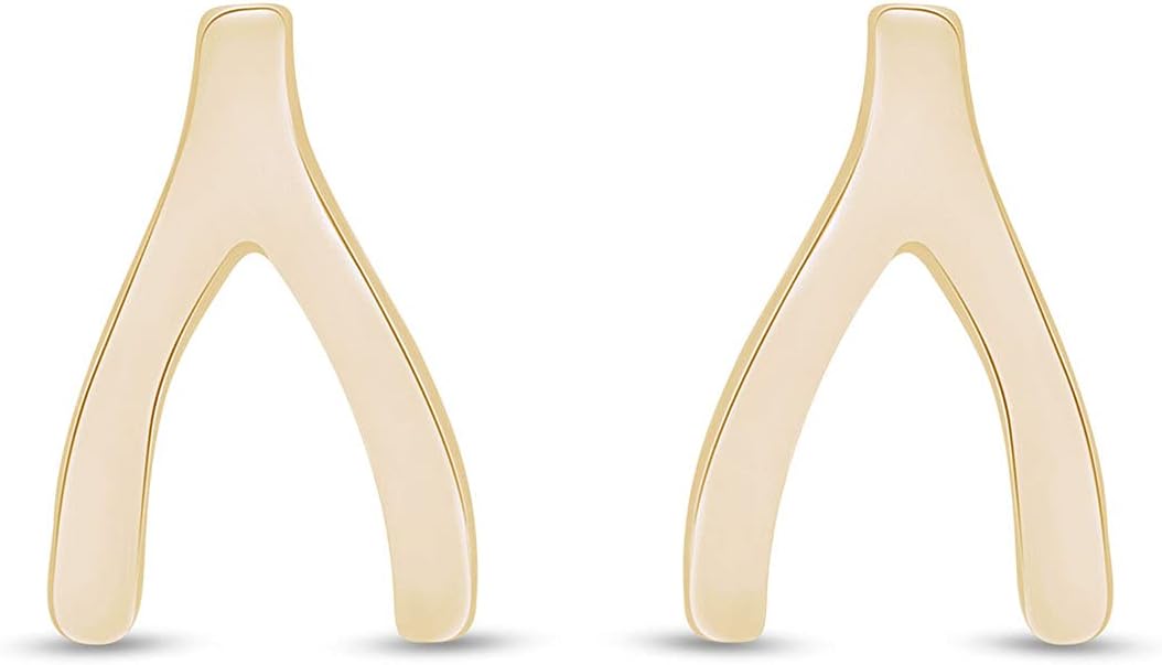 AFFY Sterling Silver Lucky Wishbone Stud Earrings in 14k Gold Over Sterling Silver - Image 2