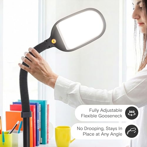 Brightech Litespan - Bright LED Floor Reading Lamp for Over Chair Crafts and Reading, Esthetician Light for Lash Extensions, Gooseneck Adjustable Standing Lamp for Living Room, Bedroom, Office - Black by Brightech - Image 3