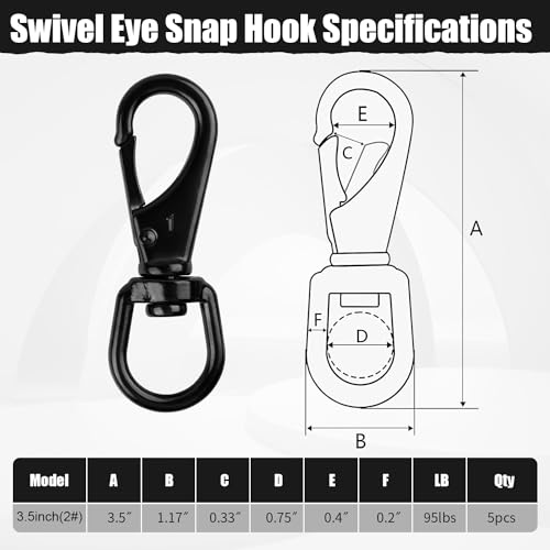 Mixiflor Gancho giratório de aço inoxidável, pacote com 5 (3,5 polegadas) clipes de bandeira resiste