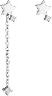 Silver Color Stars Tassel Zircon Earrings Charm Women Asymmetry Jewelry New Simple Fashion Short Elegant Party Gift