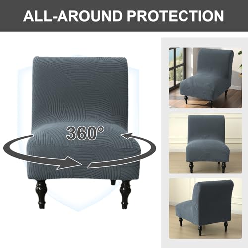 Image of Eco-Ancheng Armless Chair Slipcover Removable Armless Accent Chairs Covers Washable Armless Slipper Chair Slipcover Printed Armless Chair Furniture Protector Covers for Living Dining Room Hotel,24