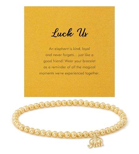 Image of RZKING Gold Bracelets for Women, Evil Eye Butterfly Dragonfly Elephant Charm Bracelets for Women, Friendship Bracelets, Birthday, Retirement, Inspirational Gifts for Women, One Size, Brass, no