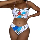 OIUHJN Bikini-Sets für Damen Bedruckter, sexy, Geraffter Bikini-Badeanzug, weibliche Badehose, Badeanzug, sexy Mode, Strand-Bikini-Badeanzug-Set Badekleid