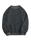 RoseSeek Women's Leopard Print Sweatshirts Long Sleeve Crewneck Cheetah Sweatshirt Pullover Y2k Tops Trendy Grey S