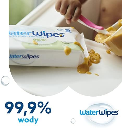 WaterWipes Textured Clean pozbawione plastiku chusteczki dla niemowląt, 720 sztuk (12 opakowań), nawilżane w 99,9% wodą, bezzapachowe, dla wrażliwej skóry