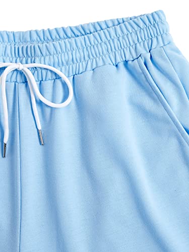 Gorglitter Men's Letter Graphic Track Shorts Drawstring Waist Summer Workout Shorts Blue Small #TOP4