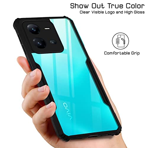 Image of Jkobi Back Cover Case for Vivo V25 5G (Crystal Glass Back | Camera Protection | Shockproof Bumpers | Professional Black)