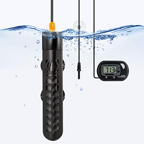 BOEESPAT Aquarium Heater 100W Fish Tank Heater with Anti Scald Protector and Aquarium Thermometer, Fully Submersible…