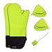 FACIACC Set di guanti da forno in silicone, guanti da forno resistenti al calore e impermeabili con fodera in cotone mini guanti da forno aggiuntivi presina con spazzola in silicone (Neon verde)