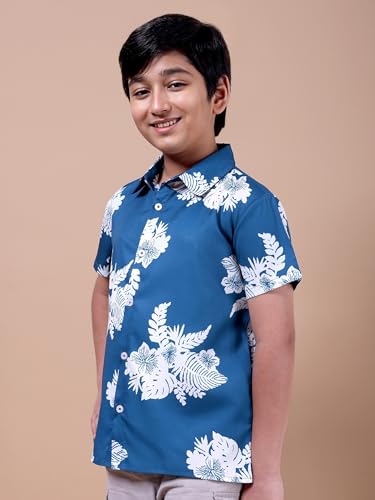 Image of Boys Printed Casual Shirt Short Sleeve Button Down Beach Shirt for Kids