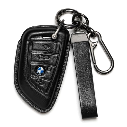 Image of BMW Key Fob Cover Leather Case Lanyard Keychain Holder Key Fob Protector 230i 330i 430i 440i 530e 530i 540i 740i 745e 750i M2 M235i M240i M3 M340i M4 X1 X2 X3 X4 X5 X6 X7 accessories