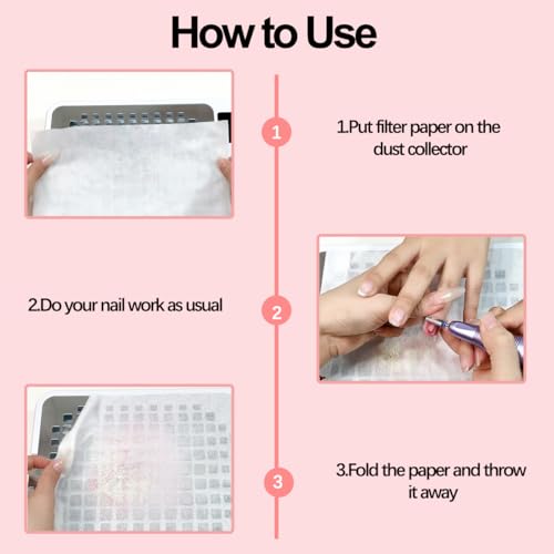 100 hojas filtro desechable para colector de polvo de uñas miniatura 5