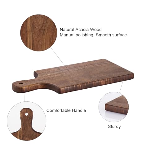 6 Piezas Tabla De Cortar De Madera Acacia Con Mango miniatura 4