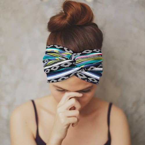 Image of DRESHOW 4 Pack Turban Headbands for Women Wide Vintage Head Wraps Knotted Cute Hair Band Accessories