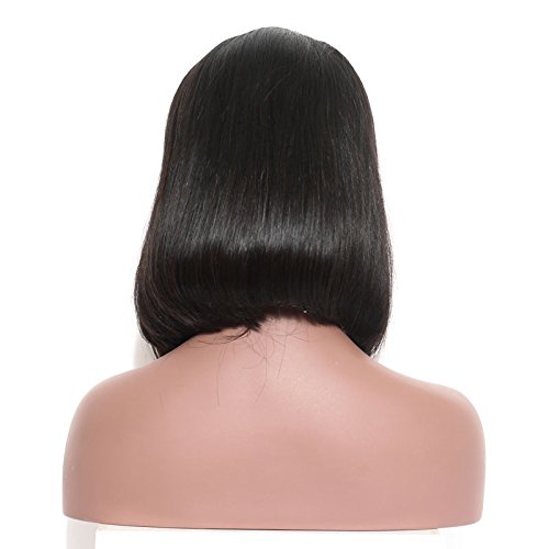 Silky Straight Short Malaysia Virgin Human Hair Lace Front Wig Blunt Bob Cut Free Part with Baby Hair for Black Women (10"130%)
