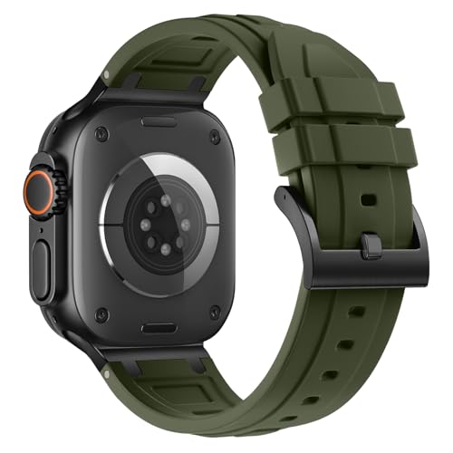Image of Compatible with Apple Watch Series 11 10 Strap 46mm,Ultra 3 /2 /1 49mm Silicone Straps Compatible with iWatch Series 9 /8 /7 /6 /5 /4 /SE 3 45mm 44mm with Stainless Adapter (NO WATCH)