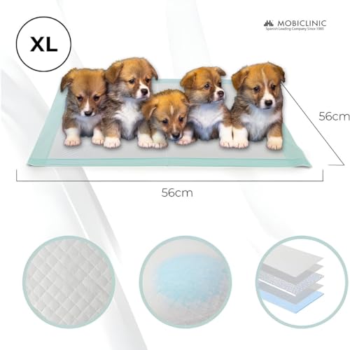 Miniatura 2 de Mobiclinic Pets, Pack 400, Empapadores Perros, Xl, 56x56 Cm, 6 Capas, Ultraabsorbente, Marca Española, Alfombrilla Higiénica, Cachorros, Desechables, Adiestramiento Para Mascotas, Gatos