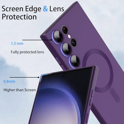 Image of DIZORO Samsung S25 Ultra Case, Compatible with Mag Safe, Matte Luxury Metallic Luster Flexible TPU Wireless Charging Shockproof Case with Camera Protector (Deep Purple)