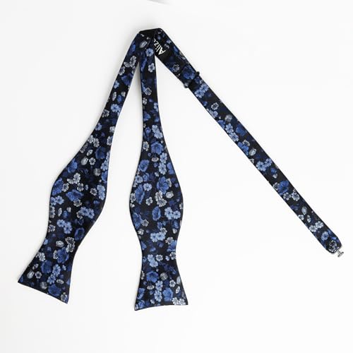 Image of Alizeal Mens 2pcs Floral Bow Tie Set | Self-tied Elegant Pocket Square Set for Wedding