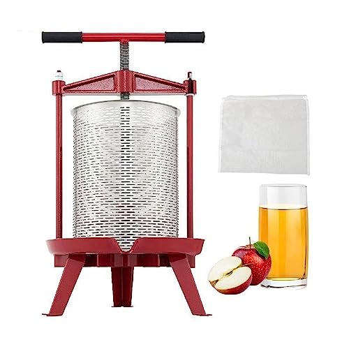 pressa for vino da frutta manuale for vinificazione 1.3/2.4/3.7gal 5/9/14l cestello in acciaio inossidabile for rosso argento funzionamento stabile(5l)