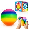 Power Your Fun Arggh Rainbow Giant Stress Balls for Adults – 3.75 Inch Large Stress Balls for Kids Squishy Toys Ball Stress Relief Fidget Toy Sensory Ball Squeeze Toy for Boys Girls (Rainbow)