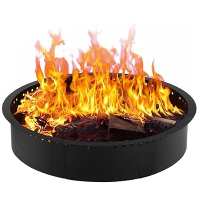 Outdoor Smokeless Fire Pit Ring Insert for Outside Wood Burning, 40-Inch Outer/36-Inch Inner, Heavy Duty Solid Metal Steel, Round Firepit Rim Liner for for DIY Above or In-Ground Campfire Rings