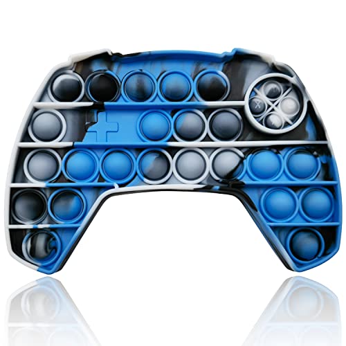 Push Pop Game Controller Pop Fidget Toy, Stress Relief Video Game Pop for Boys, Gamepad Pop Fidget Poppers Suitable for ADHD, Sensory Pop Fidget Toys Gift for Boys and Girls. (Blue White Black)