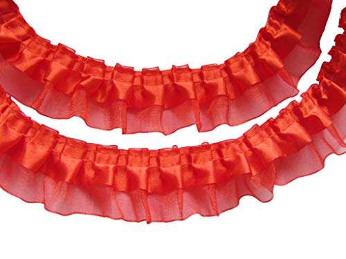 YYCRAFT Pack of 5y Two Tone Satin Organza Lace Edge